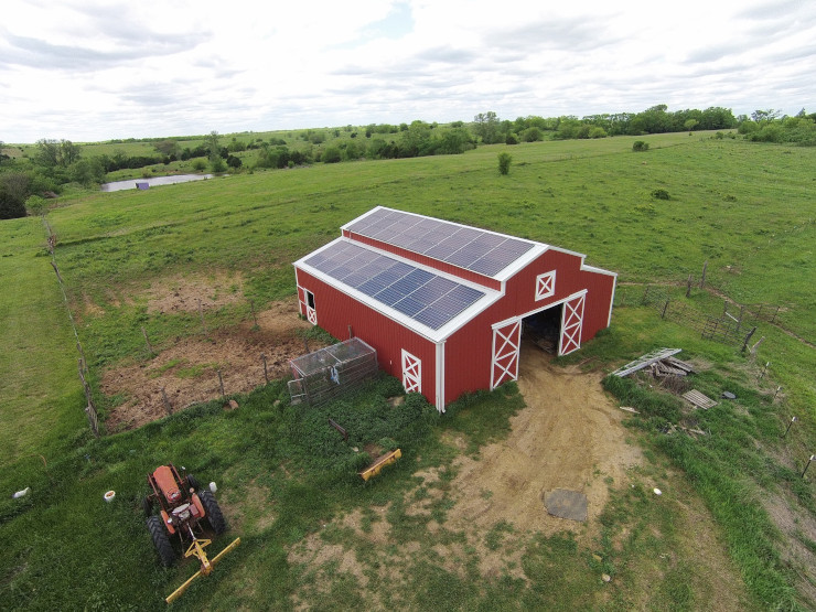 Gittin' Our Energy Act Together solar panels on the barn 4 19